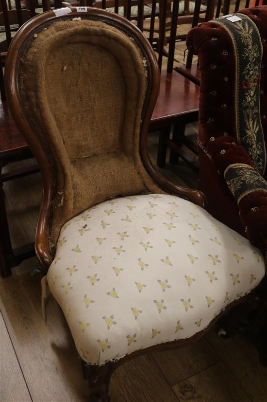 A Victorian mahogany nursing chair